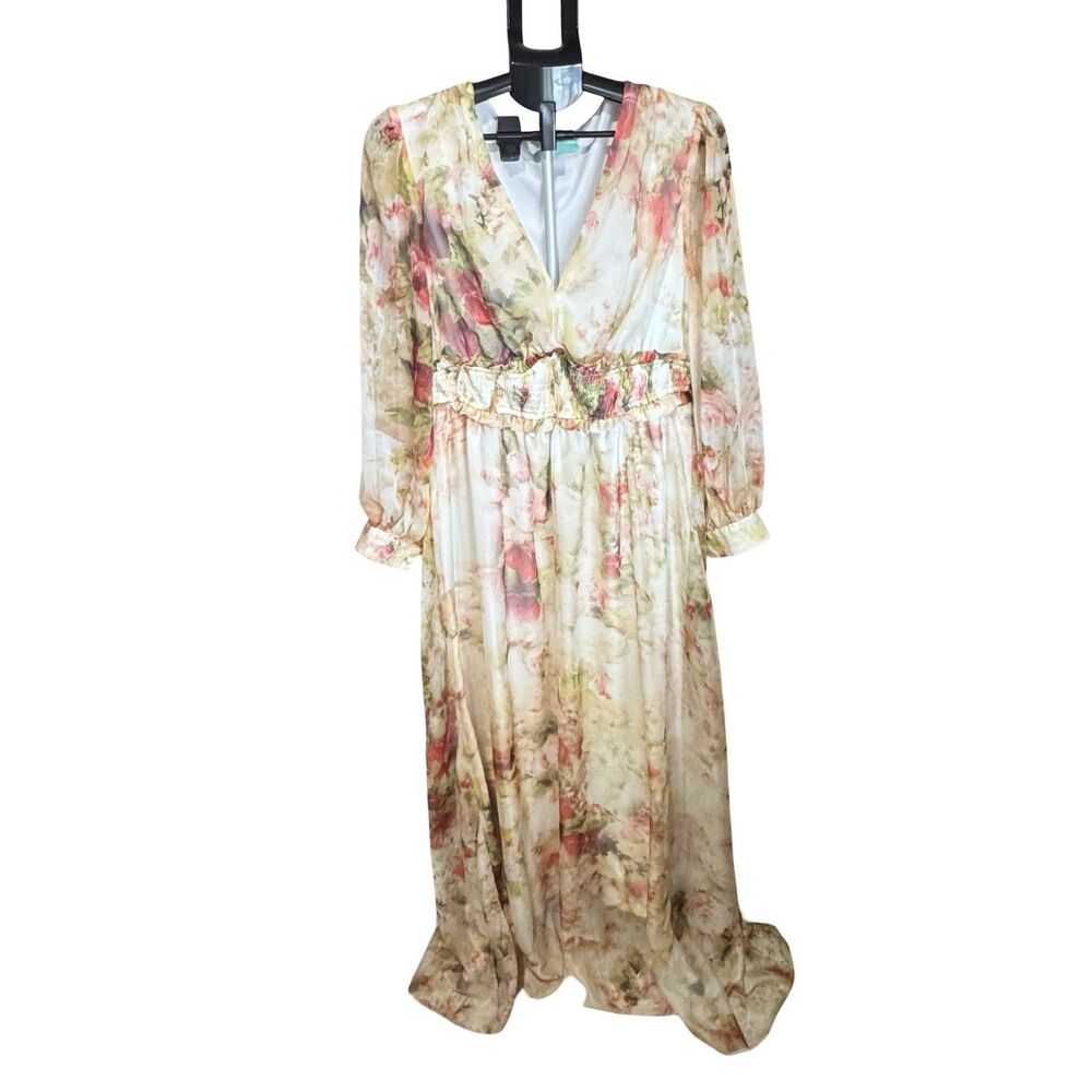 Toleen Floral Maxi Dress Size 2X | Boho Cottagecore Romantic Prairie Dress